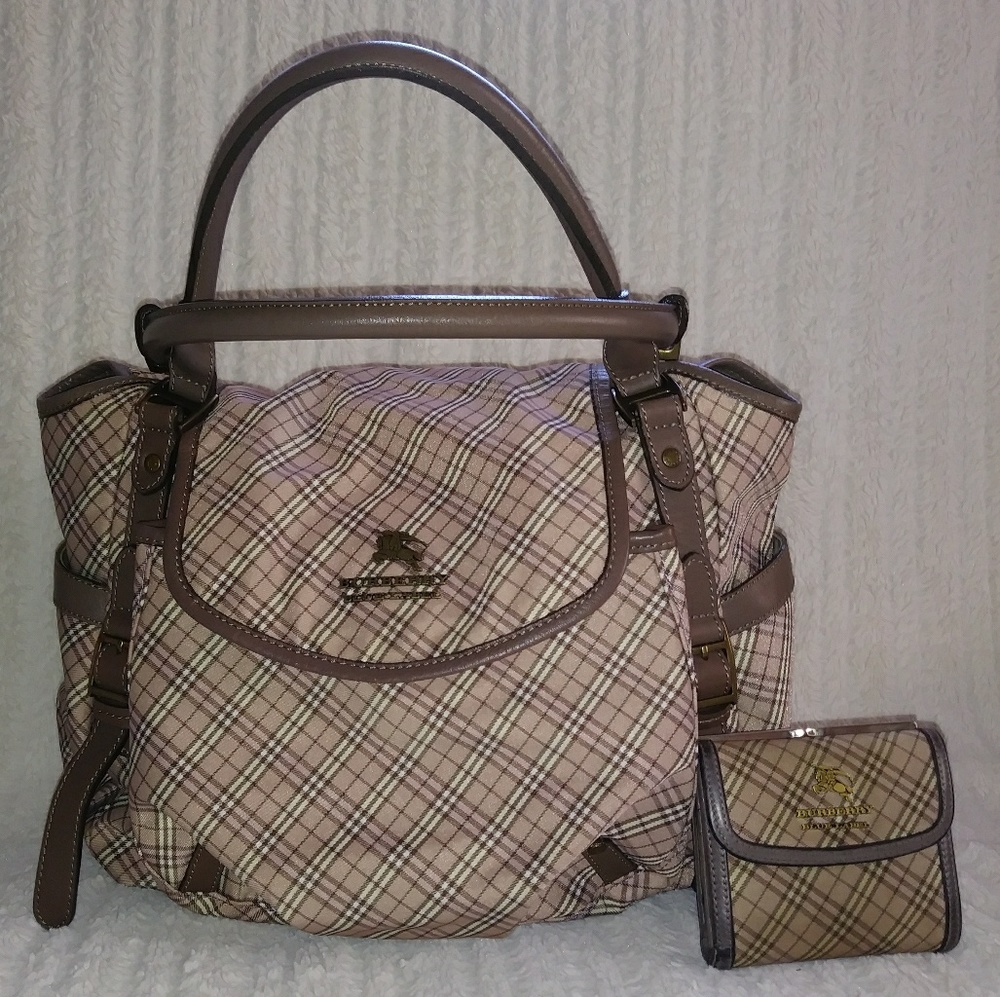 Burberry London Blue Label Nova Check Bag +Wallet
